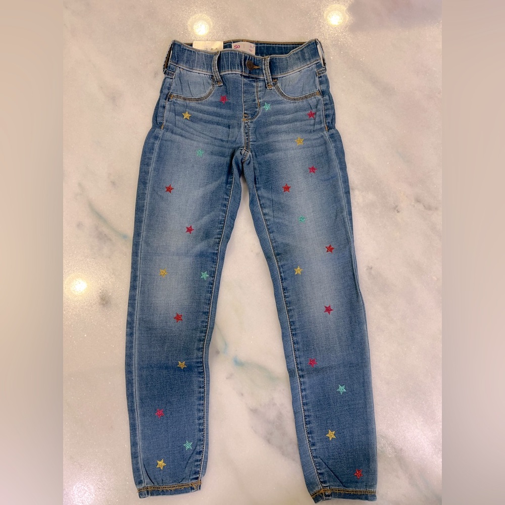 NWT SO embroidered star jeggings, girls size 8